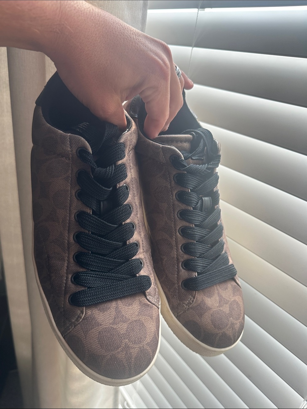 Men's Brown Low-Top Sneakers with Black Laces coach